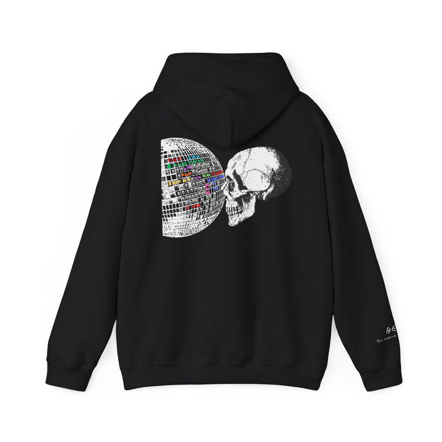 Unisex 'It's All A Mirror' Disco World & Skull Hoodie w/ White Letters