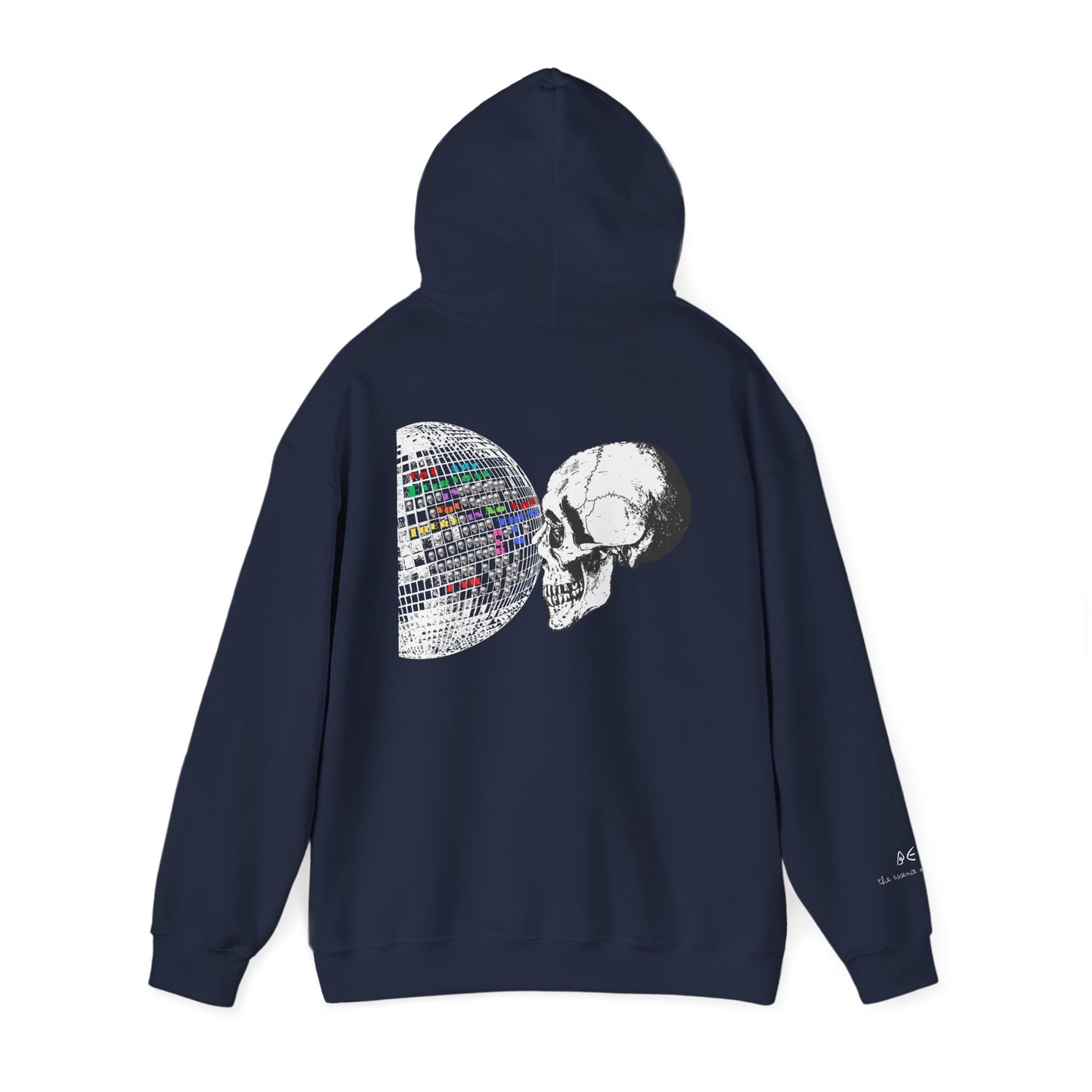 Unisex 'It's All A Mirror' Disco World & Skull Hoodie w/ White Letters