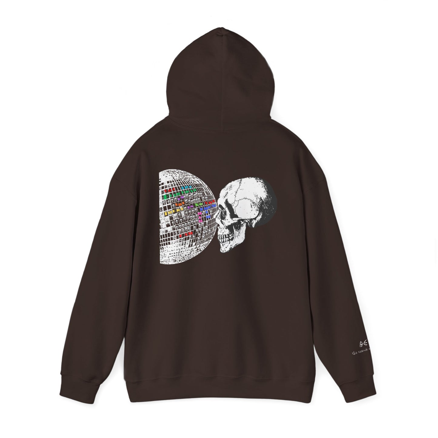 Unisex 'It's All A Mirror' Disco World & Skull Hoodie w/ White Letters