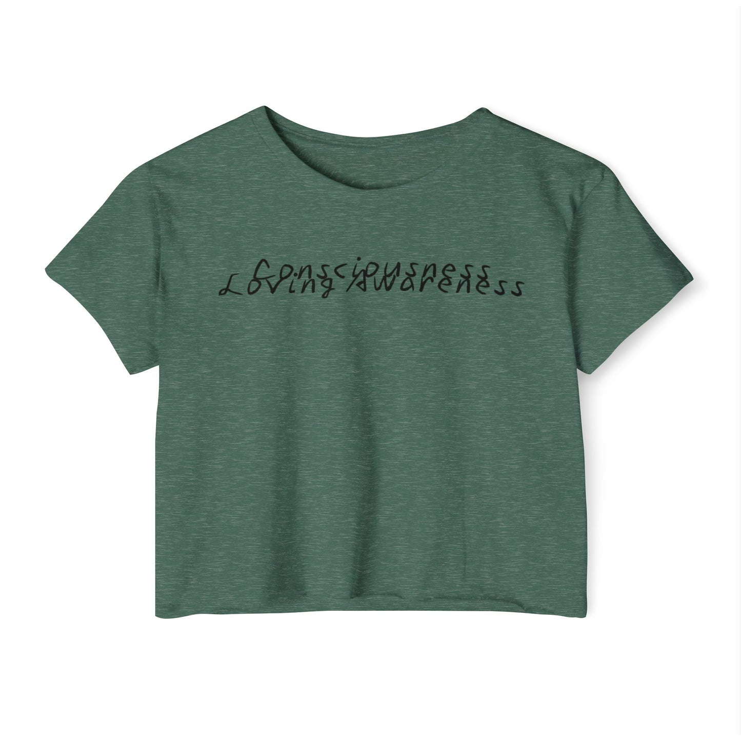 Consciousness & Loving Awareness Festival Crop Top w/ Black Letters