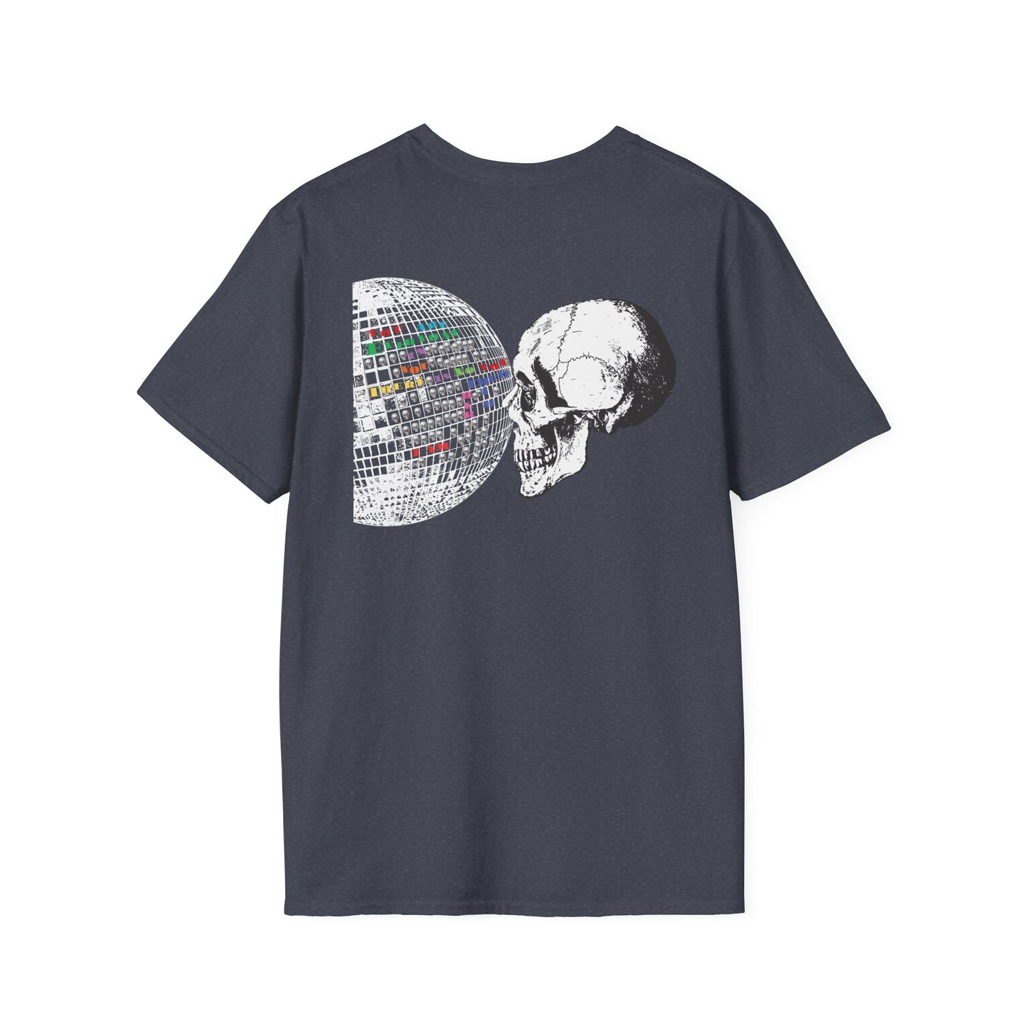 Unisex 'It's All A Mirror' Disco World & Skull T-Shirt w/ White Letters