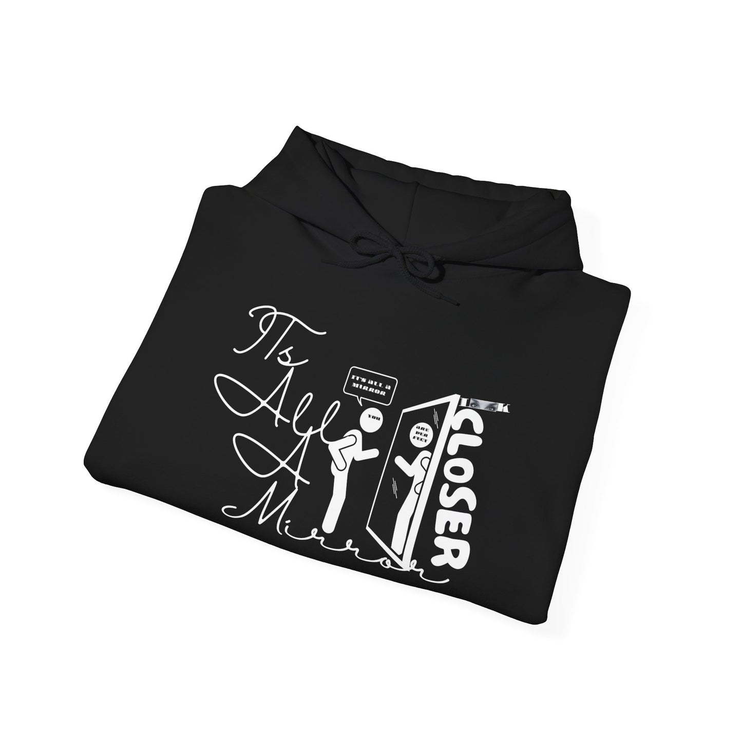 Unisex 'It's All A Mirror' Disco World & Skull Hoodie w/ White Letters