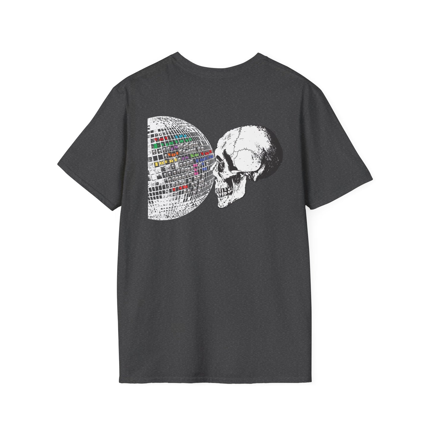 Unisex 'It's All A Mirror' Disco World & Skull T-Shirt w/ White Letters