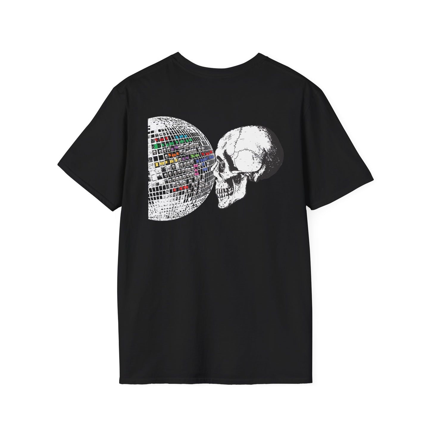 Unisex 'It's All A Mirror' Disco World & Skull T-Shirt w/ White Letters