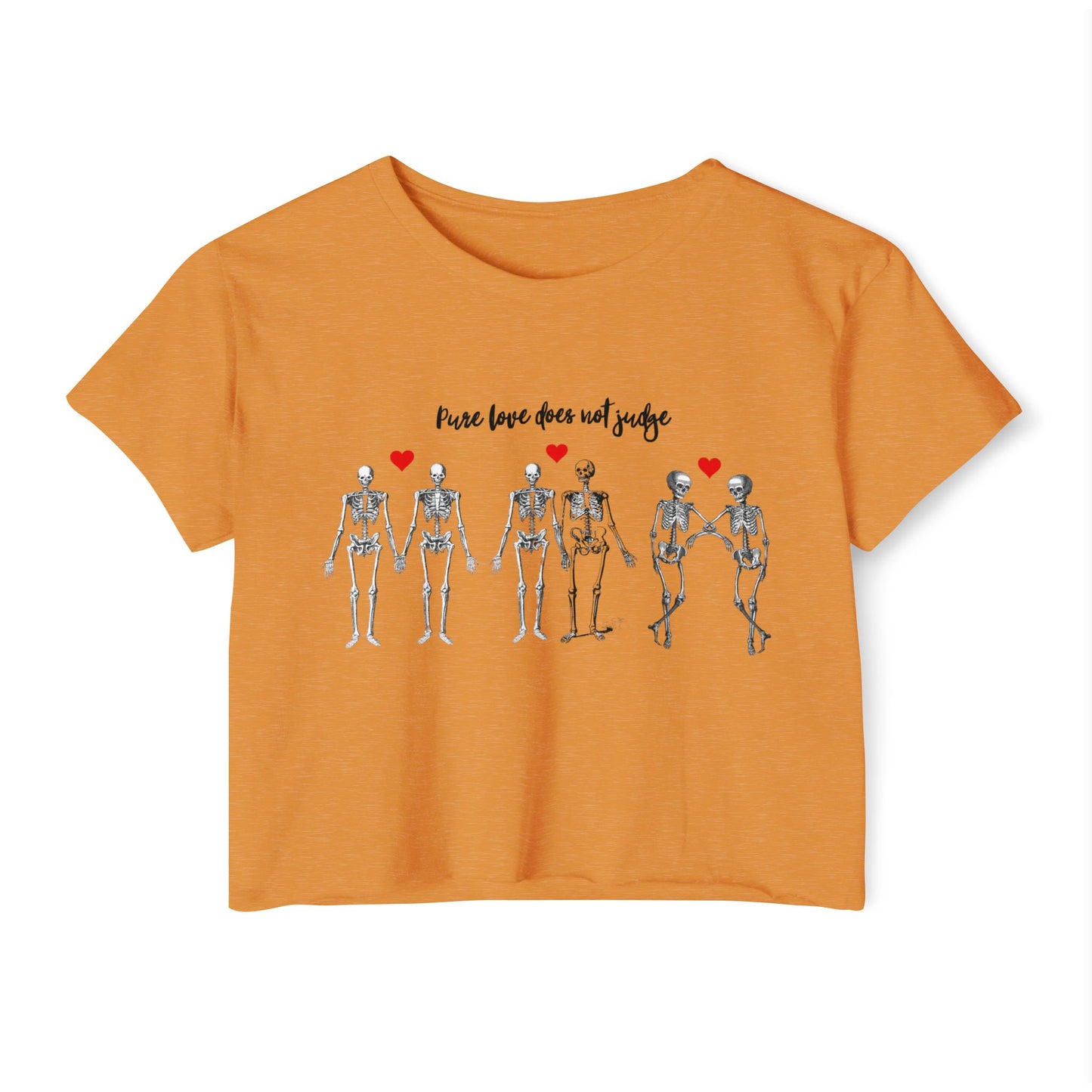 'Pure Love Does Not Judge' Festival Crop Top w/ Black Letters