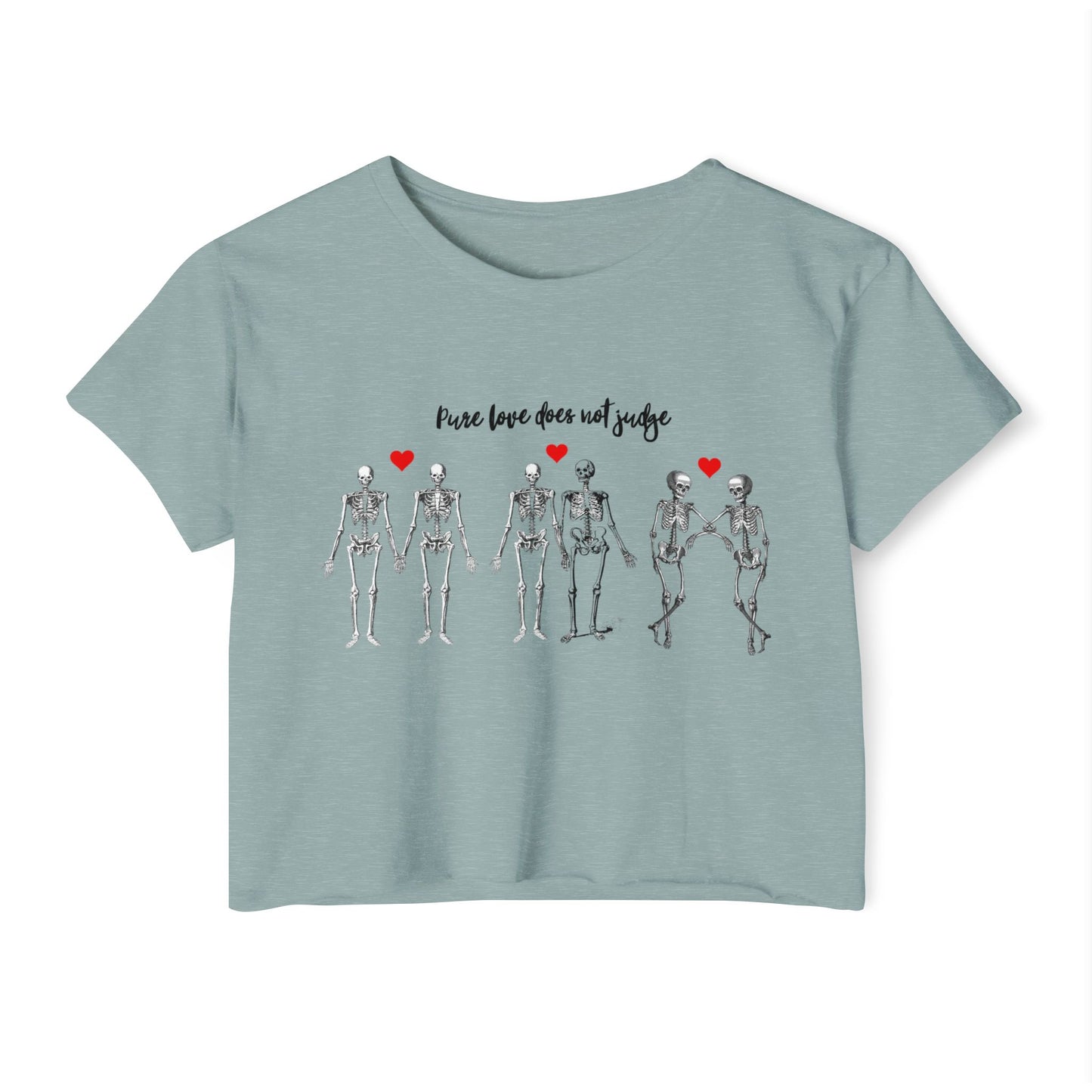 'Pure Love Does Not Judge' Festival Crop Top w/ Black Letters