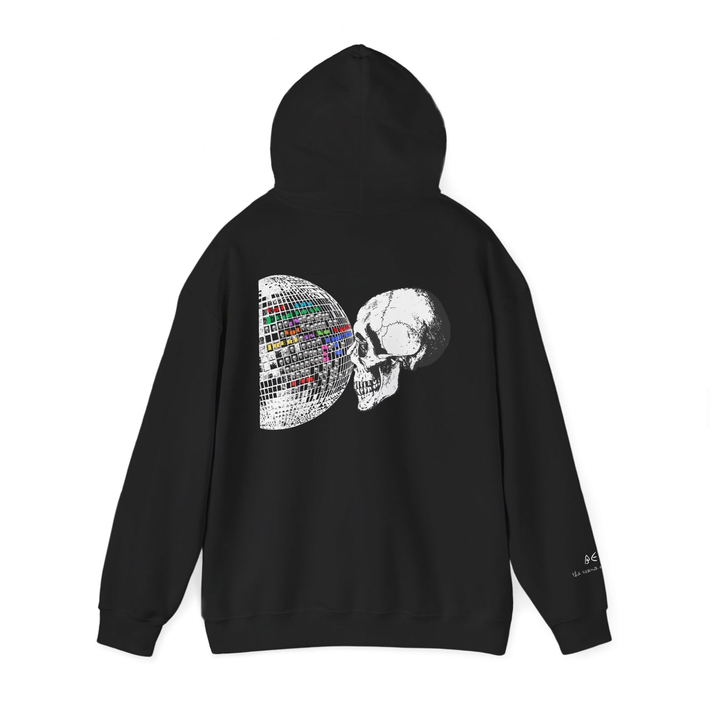 Unisex 'It's All A Mirror' Disco World & Skull Hoodie w/ White Letters