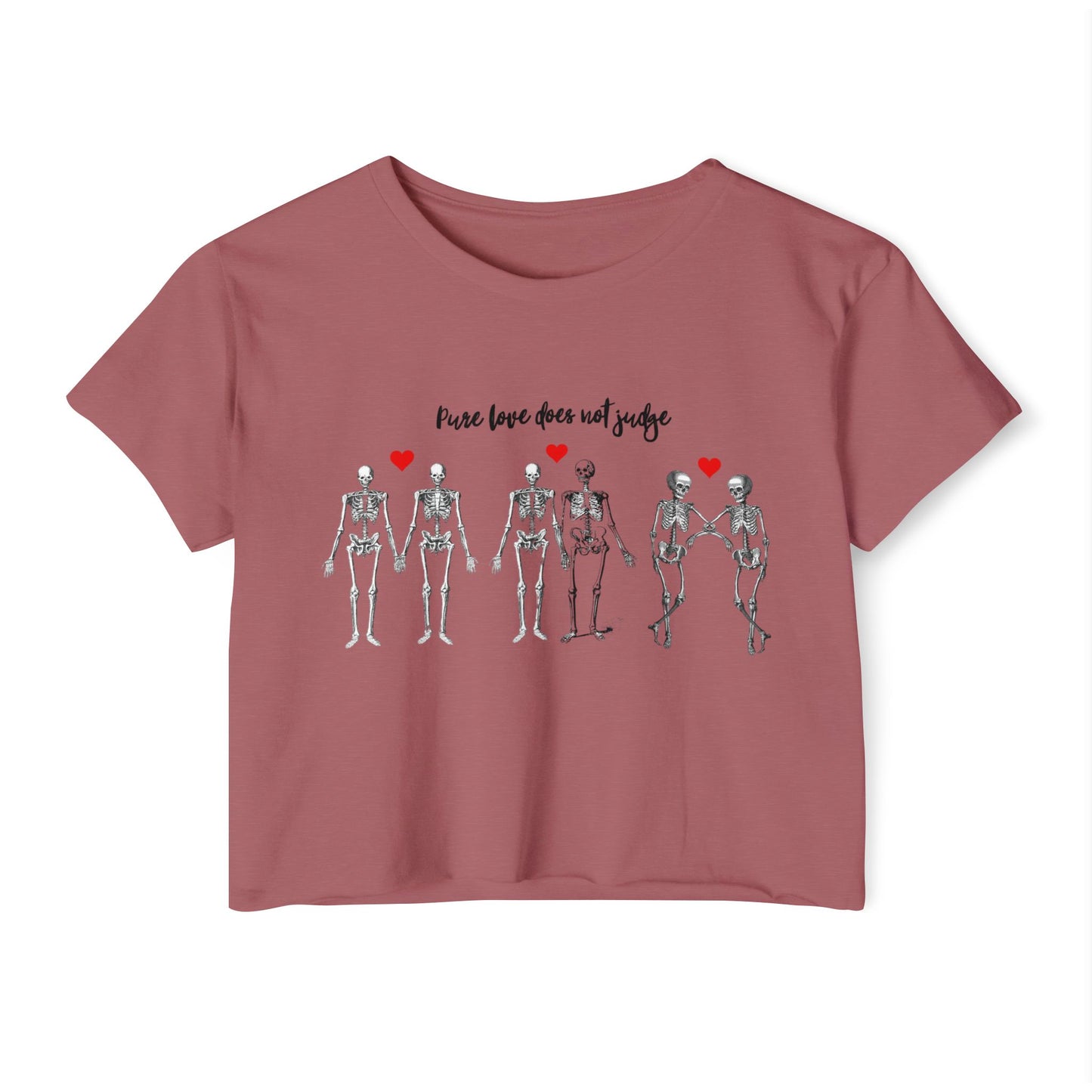 'Pure Love Does Not Judge' Festival Crop Top w/ Black Letters