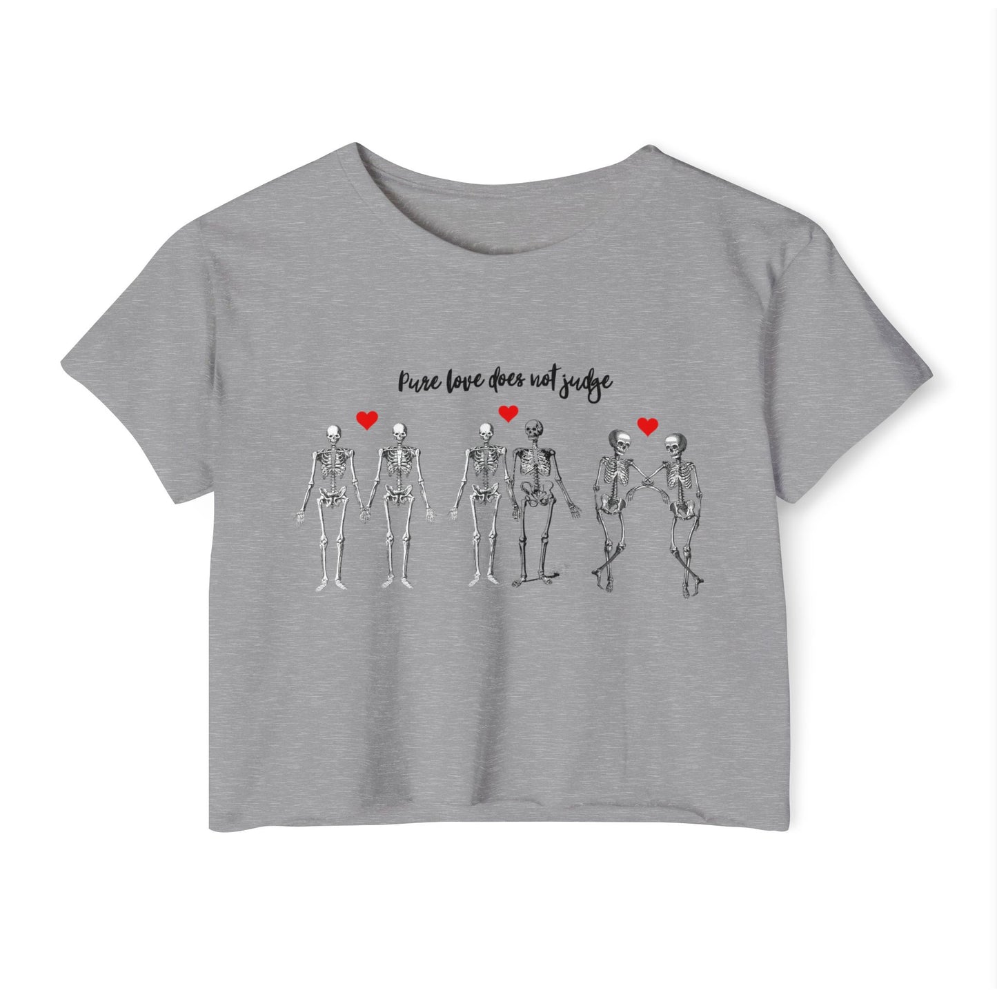 'Pure Love Does Not Judge' Festival Crop Top w/ Black Letters