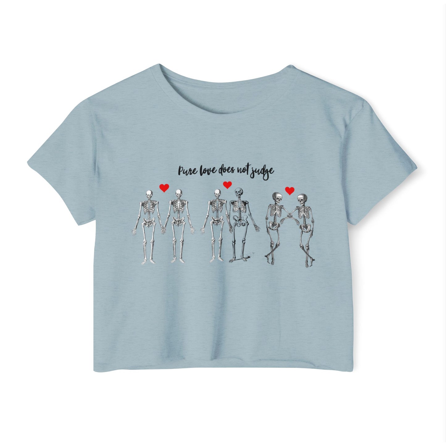 'Pure Love Does Not Judge' Festival Crop Top w/ Black Letters