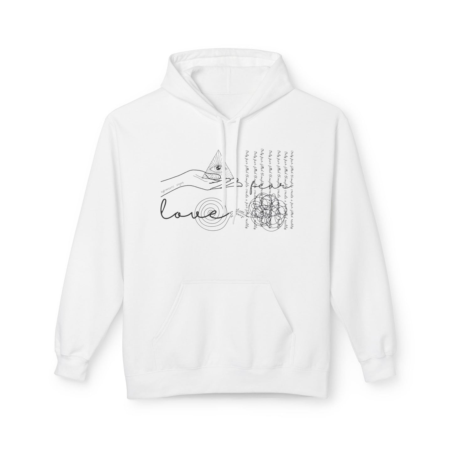 Unisex Midweight Softstyle Spiritual Love Fleece Hoodie w/ Black Letters