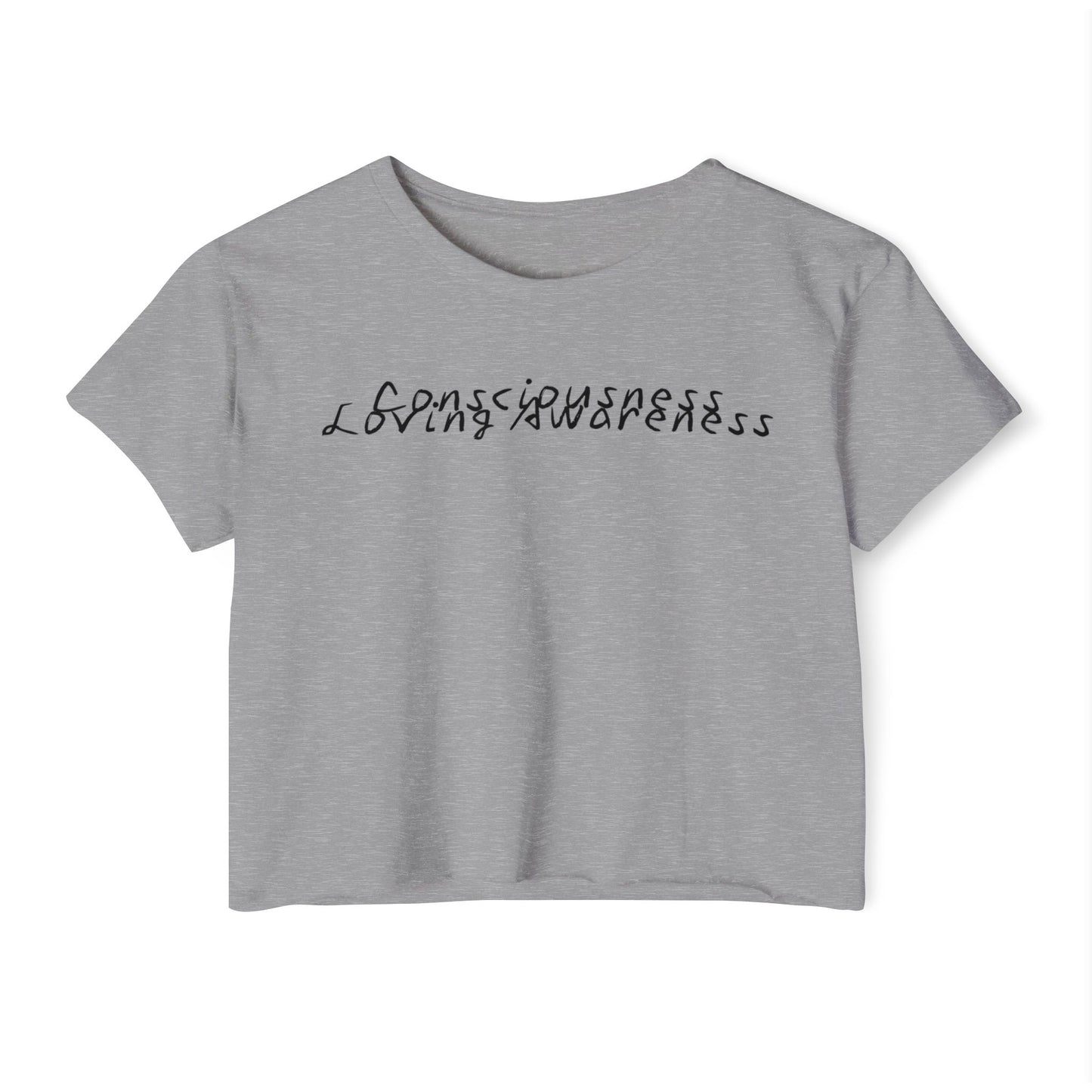 Consciousness & Loving Awareness Festival Crop Top w/ Black Letters