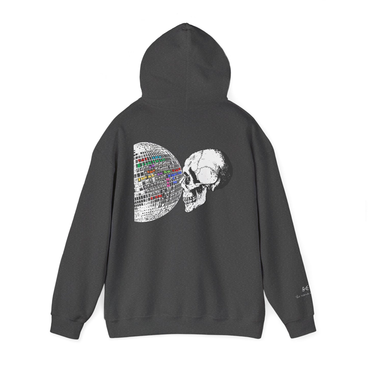 Unisex 'It's All A Mirror' Disco World & Skull Hoodie w/ White Letters